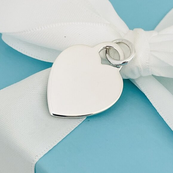 Tiffany & Co Sterling Silver Engravable Blank Heart Tag Charm or Pendant GENUINE - Picture 6 of 8